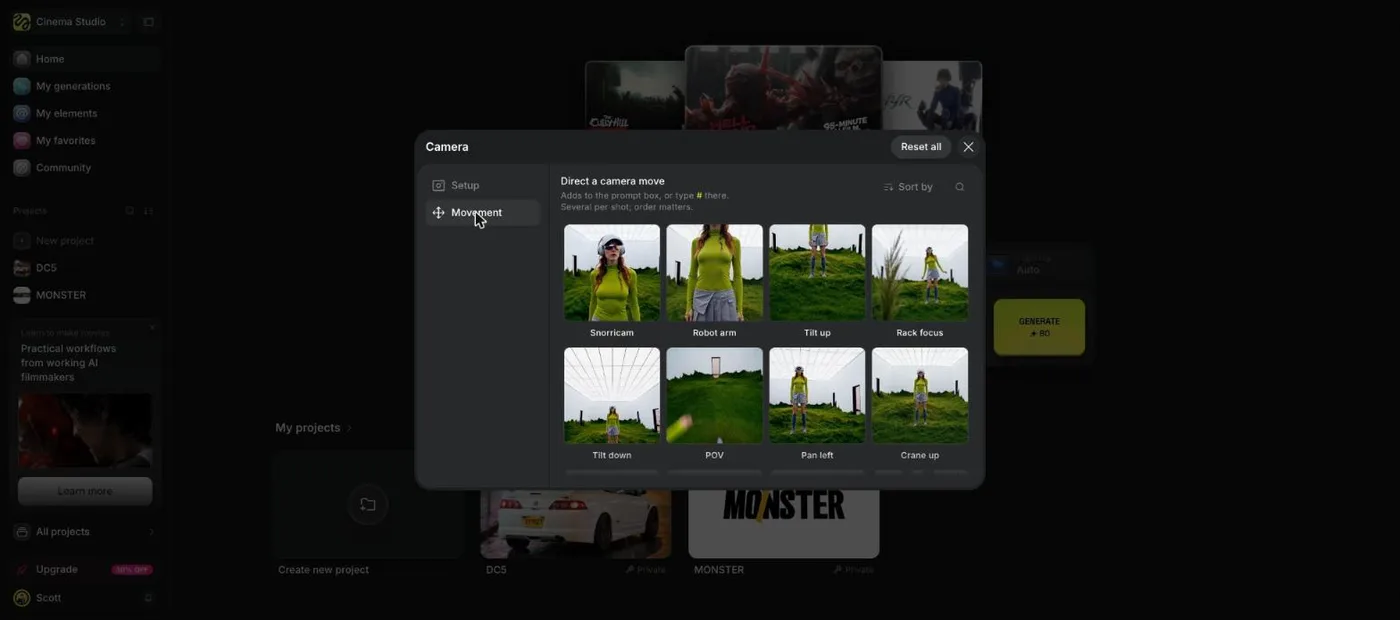 Cinema Studio 運鏡面板