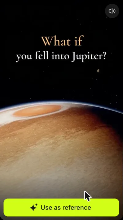 Content Factory 熱門風格牆上「What if you fell into Jupiter?」的 Use as reference 按鈕
